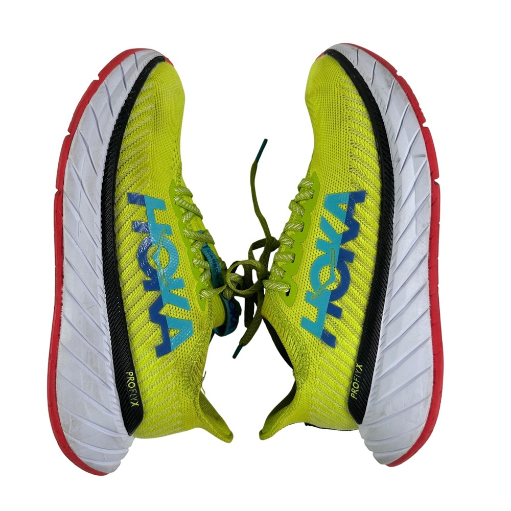 Hoka Carbon X 3 Running Shoes Mens 7D Lime Blue Neon Carbon Plate Sneakers Racer